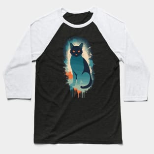 Paint Splash Black Cat Baseball T-Shirt